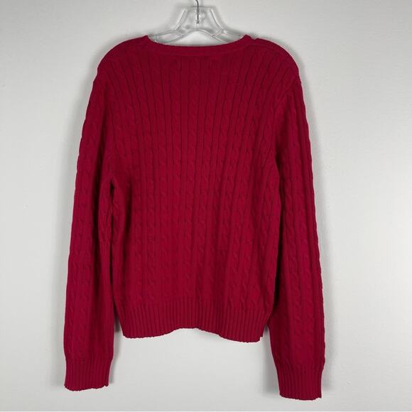 Tommy Hilfiger pink red cable knit chunky crew neck sweater XL - Picture 5 of 6
